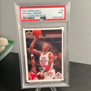 1991 Upper Deck Michael Jordan All-Star #48 Checklist Card PSA 9 Chicago Bulls
